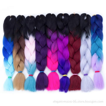 Wholesale 24 Inch Hot Water Setting Jumbo Yaki Hair Pre stretched Braiding Hair Twisted Synthetic Hair Ombre Jumbo Braid